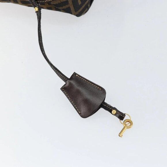 FENDI Zucca Canvas Vanity Hand Bag Black Brown Auth bs29458 - Picture 9 of 16